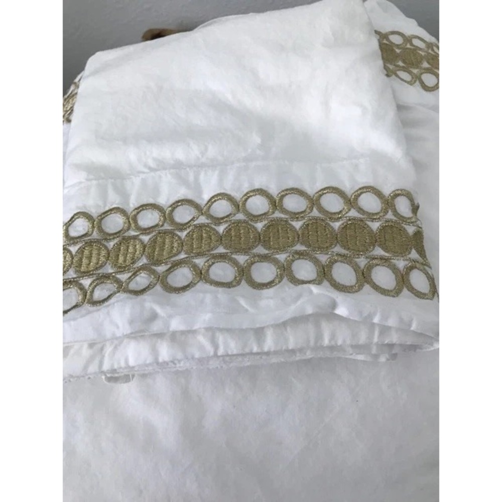 lilly pulitzer pottery barn Full Sheet Set Gold Dots 100 Organic Cotton